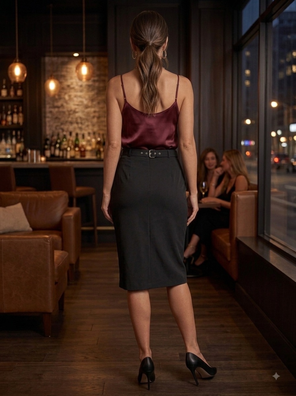 A.L.C. Black High-Waist Pencil Skirt